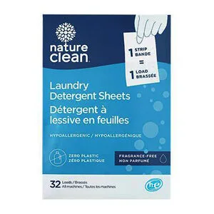 NATURE CLEAN Laundry Detergent Sheets fragrance-free 32 sheets/loads